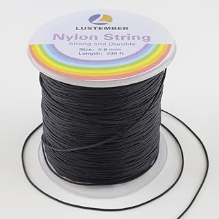 LUSTEMBER 0.8mm Nylon String, Strong Bracelet String, Durable Nylon Cord for Jewelry Making, Bracelets, Beading, Necklaces, Rattail Braiding, Kumihimo, Wind Chimes, Blinds and Handicrafts