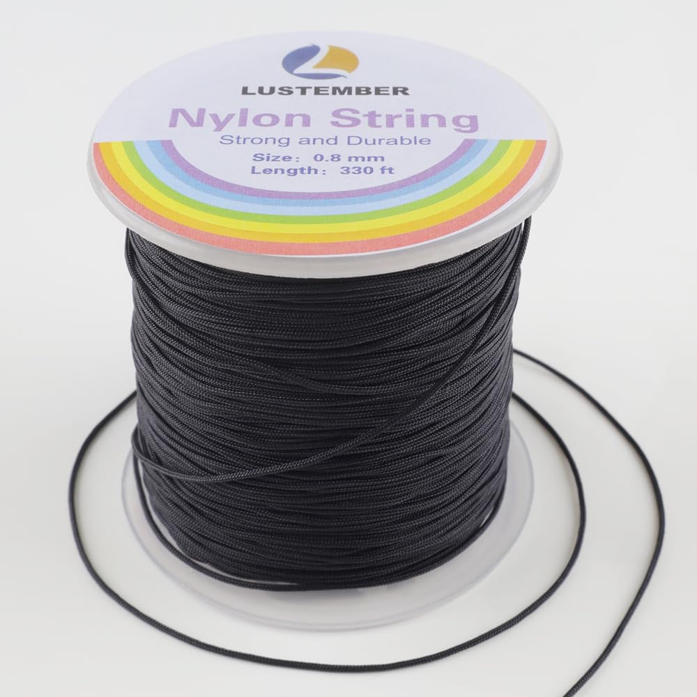 LUSTEMBER 0.8mm Nylon String, Strong Bracelet String, Durable Nylon Cord for Jew