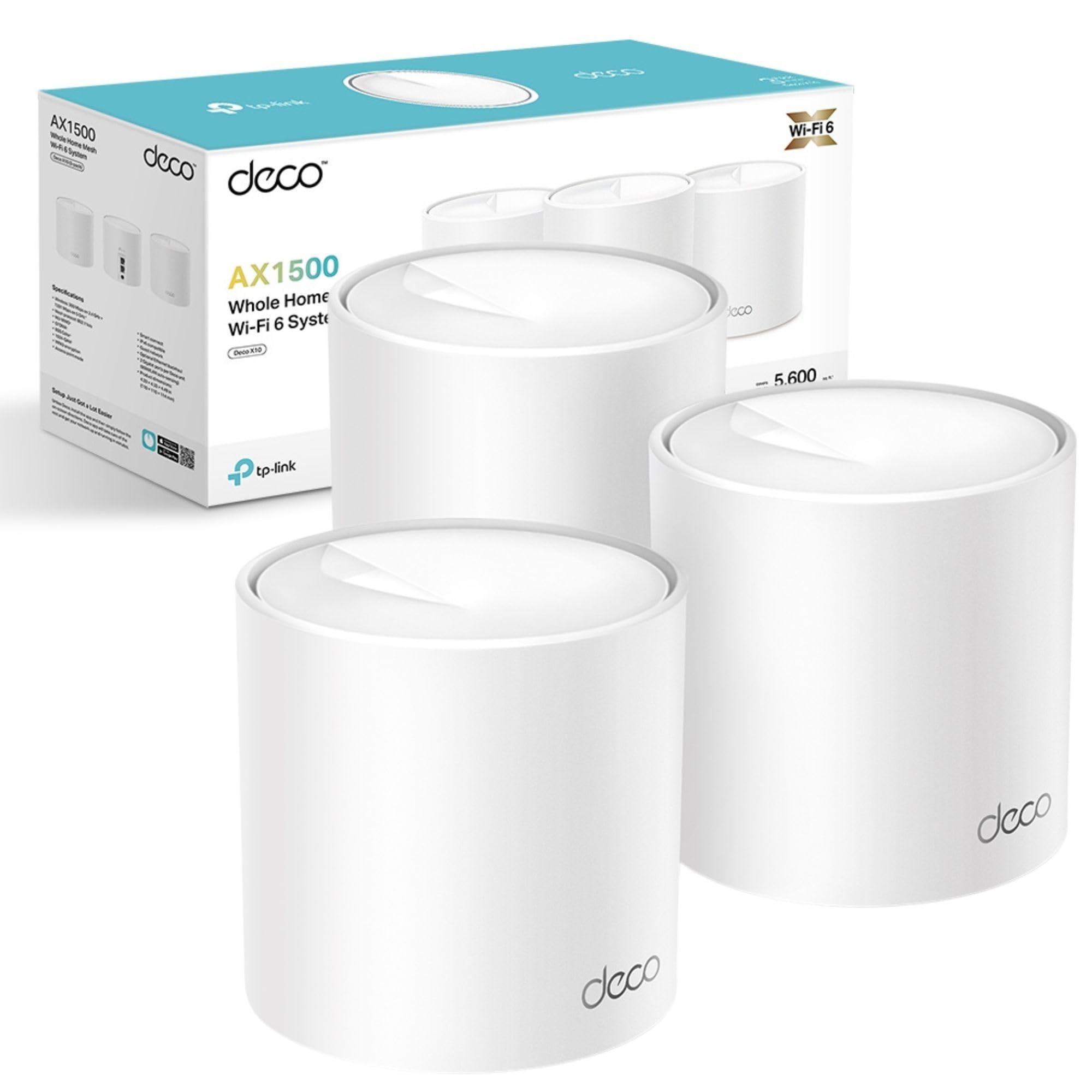 TP-Link Deco X10(3-Pack) AX1500 Whole Home Mesh WiFi 6 System | Wi-Fi Extender B