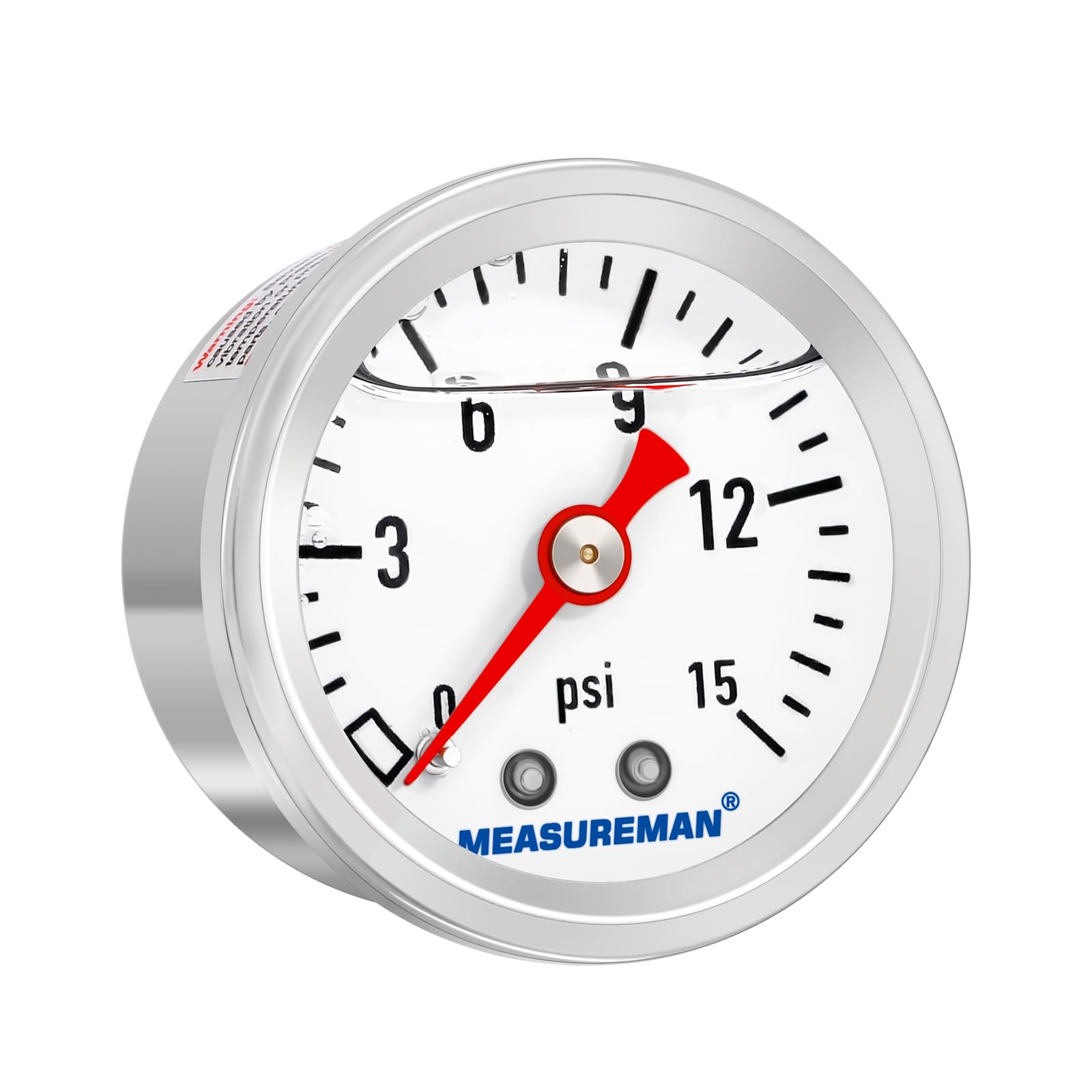 MEASUREMAN 1-1/2" Dial Size, Glycerin Filled Fuel Pressure Gauge, 304 Stain