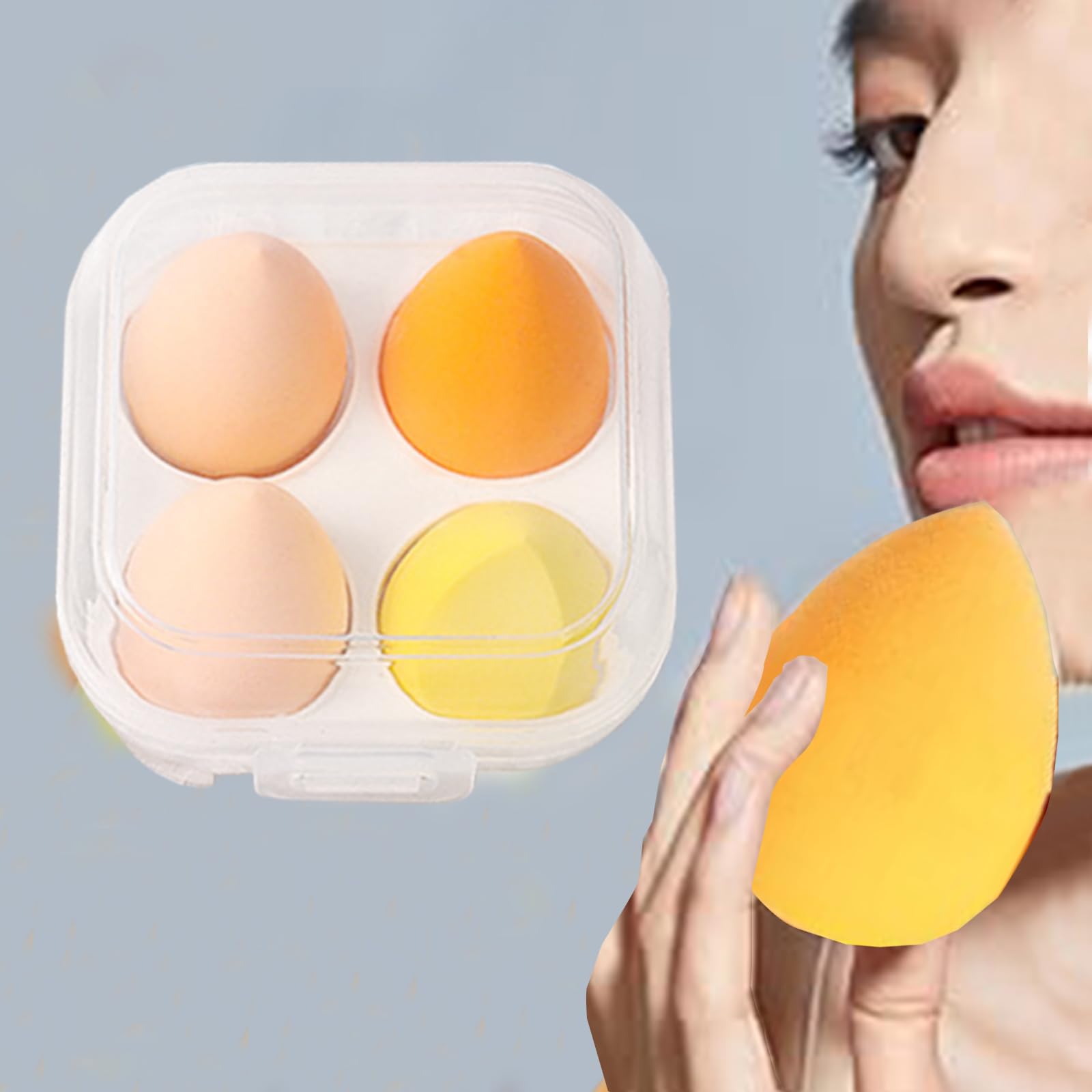 Set of 4 Makeup Sponge Foundation Sponge Includes 1 Sponge Holder Case for Found