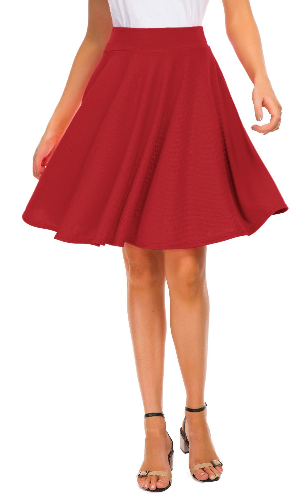 EXCHIC Gonna da donna basic a trapezio, gonna longuette, casual, elasticizzata, 