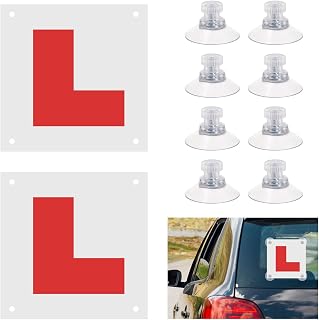 WinHoliLux 2 Pack Magnetic L Plates for Car with 8 Suction Cups | Magnetic Learner Driving L Plates, Magnetic Car Sticker for Learner Drivers,Easy Install & Remove, Waterproof, Reflective