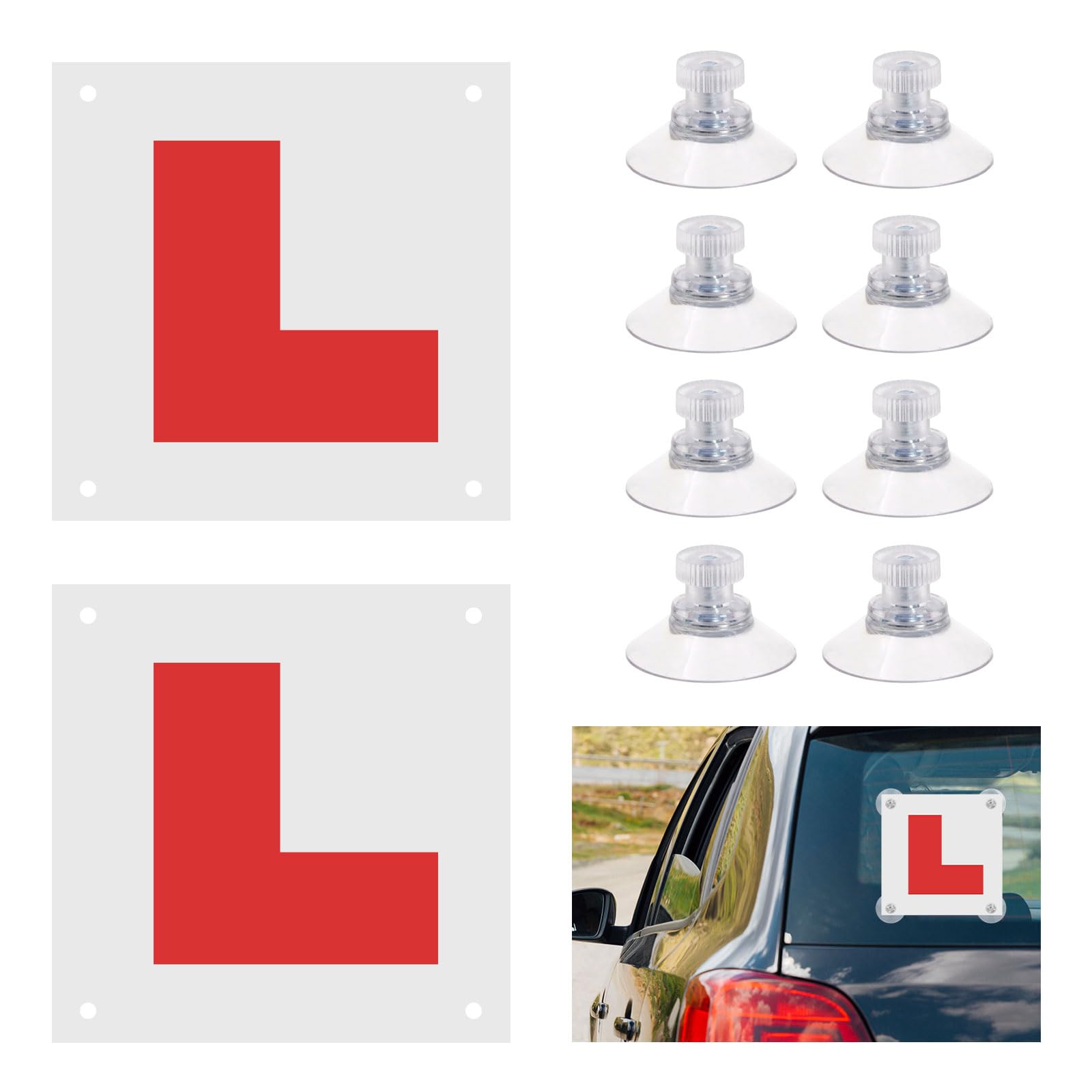 WinHoliLux 2 Pack Magnetic L Plates for Car with 8 Suction Cups | Magnetic Learn