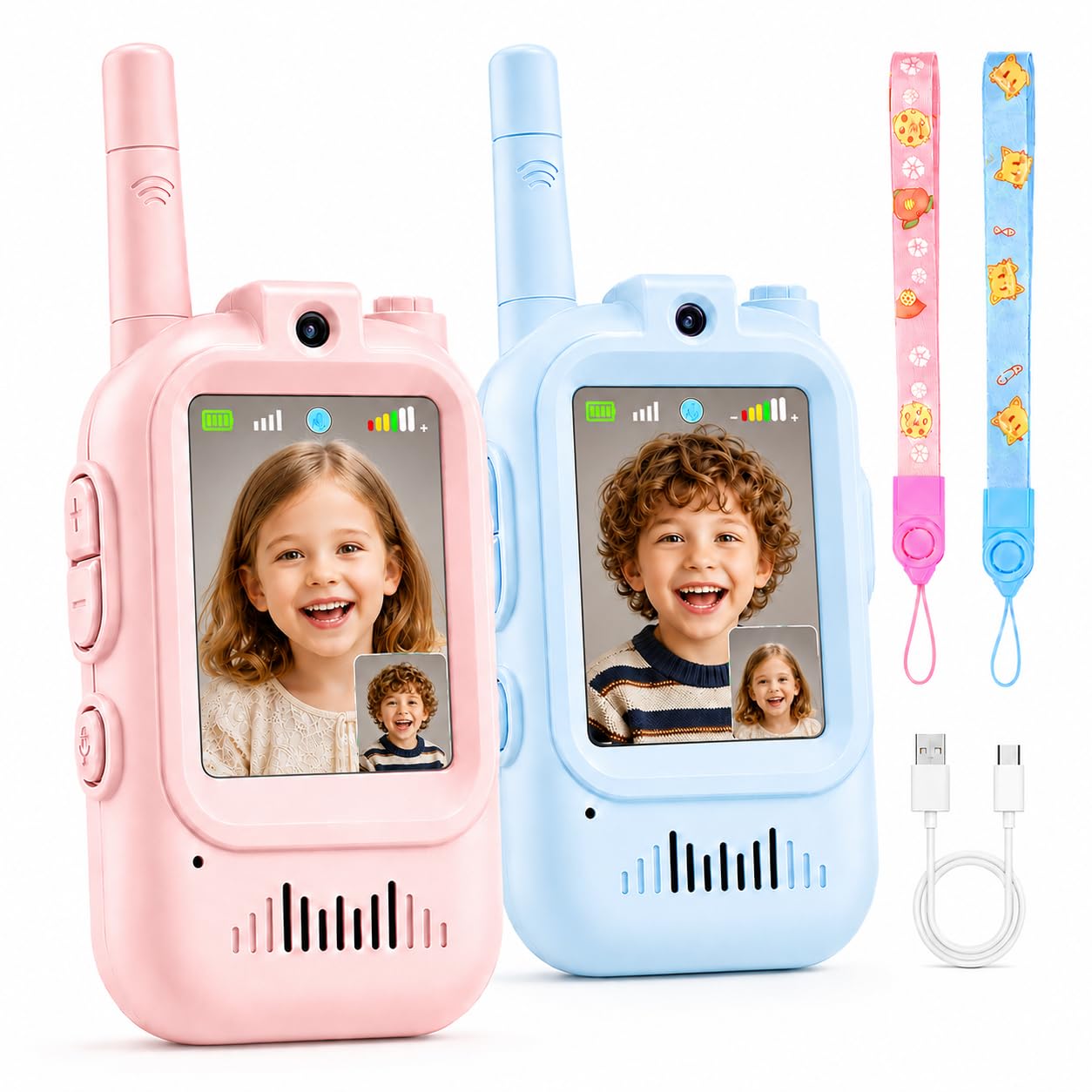 Video Walkie Talkies for Kids, 2 Pack Rechargeable with Screen | No WiFi Auto Pa