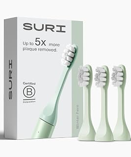 SURI Recyclable Electric Toothbrush Heads | Core & Pro Compatible | Long Lasting Replacement Heads | Pack of 3 | Winter Fern