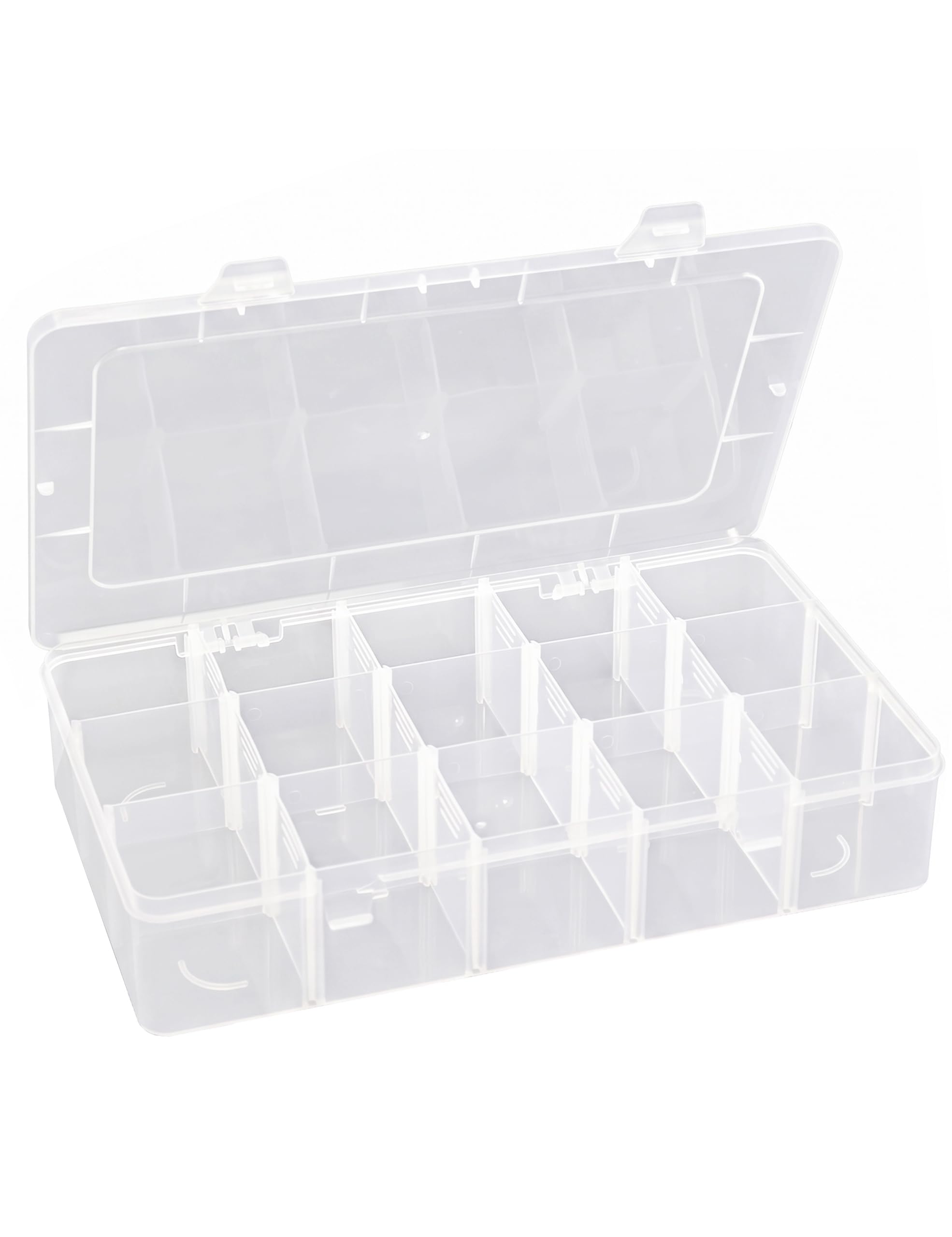 Hlotmeky Plastic Organizer Box with Dividers Bead Organizer 15 Large Grids Tackl
