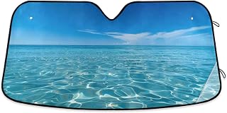 susiyo Windshield Sun Shade Blue Sky and SeaCar Sun Shade Front Windshield Foldable Shade Rays Sun Shade Visor Protector for Car Sedan Truck SUV Accessories 55 x 27.6 inch