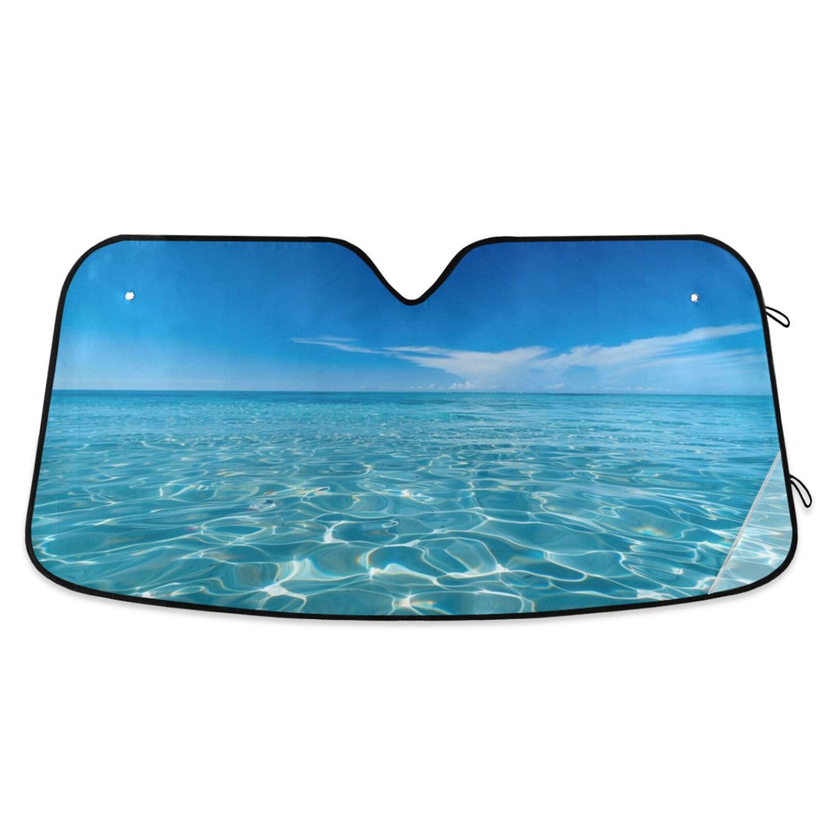 susiyo Windshield Sun Shade Blue Sky and SeaCar Sun Shade Front Windshield Folda