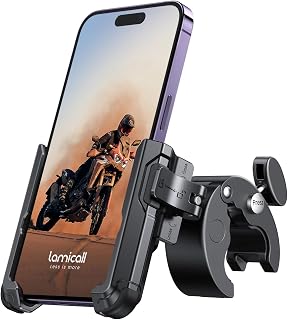 Lamicall Motorcycle Bike Phone Mount, 1s Lock Bike Phone Holder | Camera Friendly Bicycle Phone Clip, Scooter Accessories Gifts for iPhone 18 17 Pro Max, Galaxy S25 Ultra, 4.7-7" Phones