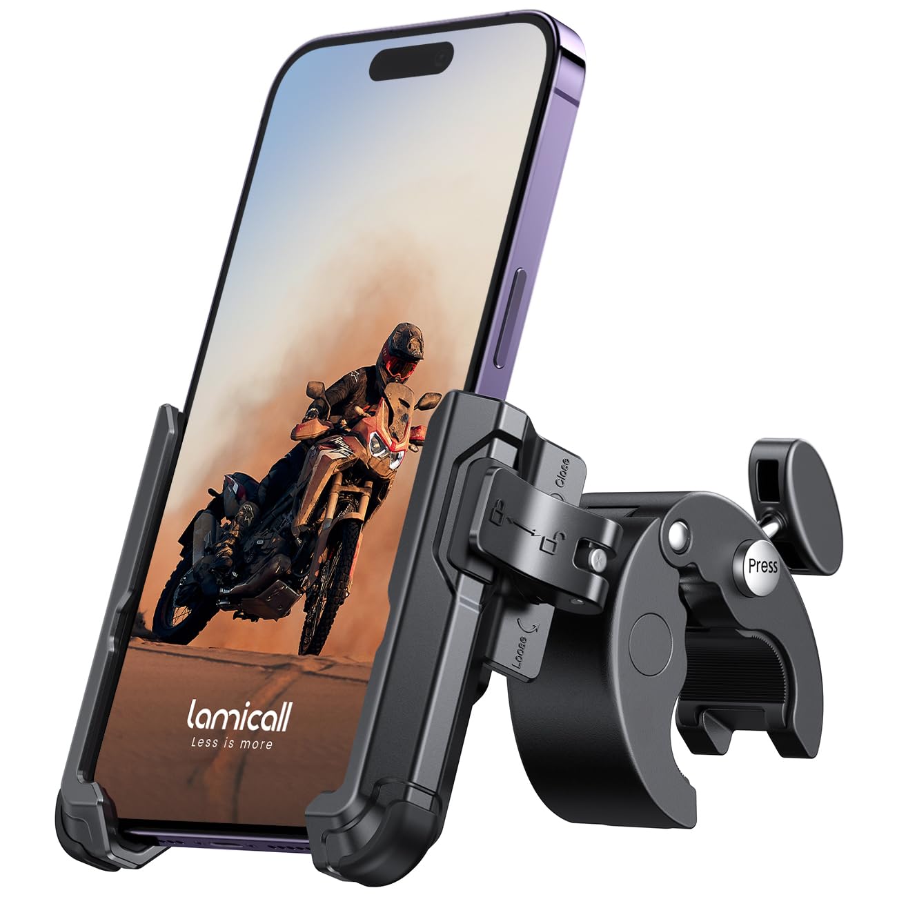 Lamicall Motorcycle Bike Phone Mount, 1s Lock Bike Phone Holder | Camera Friendl