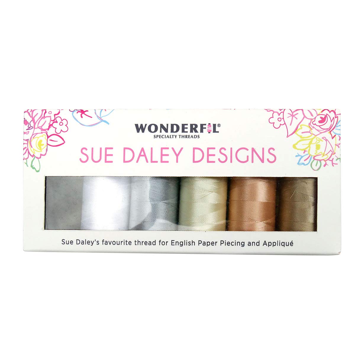 WonderFil Sue Daley Designs Neutrals Specialty Threads, 6 x 273yd spools 2-Ply 8