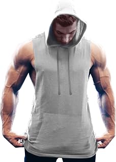 COOFANDY Camiseta sin mangas con capucha para hombre, culturismo, corte muscular, sudadera con capucha para gimnasio, Gris, XXX-Large