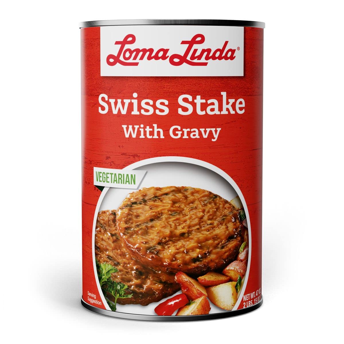 Loma Linda Plant-Based - Kosher, Swiss Stake with Gravy, 47 Ounce