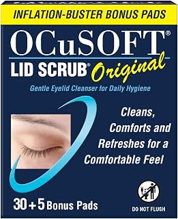 OCuSOFT Lid Scrub Original Eyelid Cleanser Inflation Buster – 30 + 5 Count | Gentle Pre-Moistened Pads for Daily Eyelid Hygiene