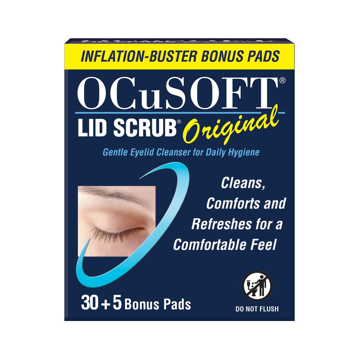OCuSOFT Lid Scrub Original Eyelid Cleanser Inflation Buster – 30 + 5 Count | Gen