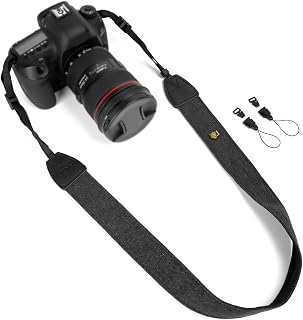 WANBY Camera Strap Canvas Black Shoulder Strap with Quick Release Buckles | Adjustable Vintage Neck Shoulder Carrying Strap for DSLR SLR Most Digital Cameras