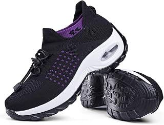 Slow Man Women's Walking Shoes Sock Sneakers - Mesh Slip On Air Cushion Lady Girls Modern Jazz Dance Easy Shoes Platform Loafers