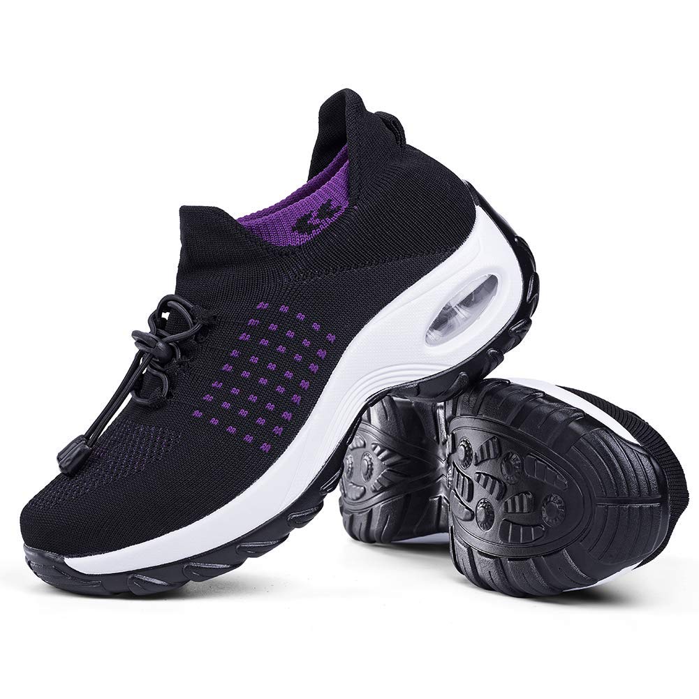 Slow Man Women's Walking Shoes Sock Sneakers - Mesh Slip On Air Cushion Lady Gir