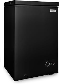 Igloo 5.0 Cu Ft. Upright Deep Freezer Chest- Deep Freezer with Quick Freezing System & Adjustable Thermostat- Low Noise Freezer with Removable Basket & LED Lights for Homes, Garages & Basements- Black