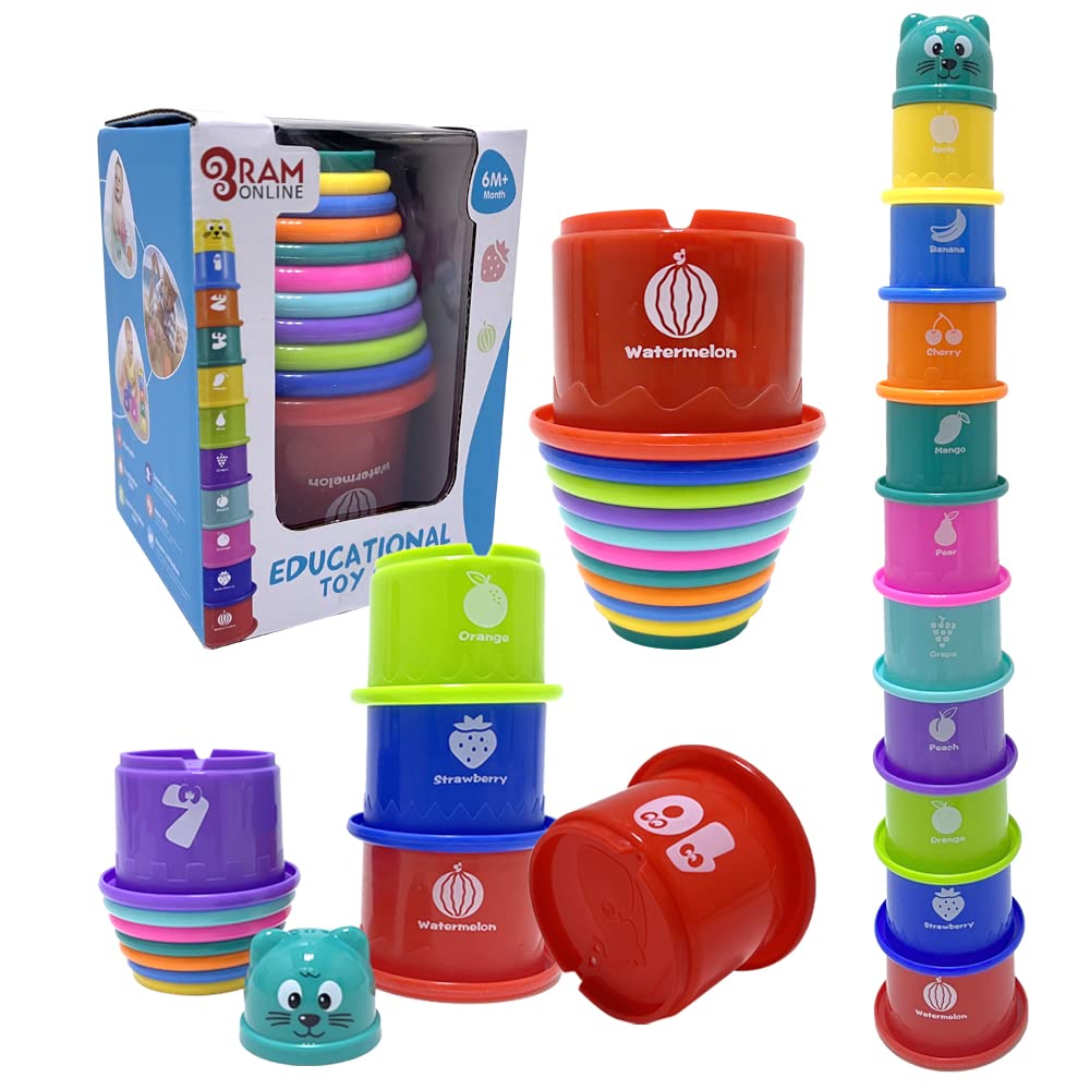 Ram© Baby Kids 11 Piece Stacking Cups Stackers Pre-school Learning Toy Stacking 