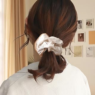 3 Piece Luxurious Satin Floral Scrunchies - Artistic Watercolor Inspired Ink Wash Hair Tie, Shiny Hair Accessories for Women, Perfect for Sleek Styling
