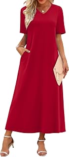WIHOLL Women's Maxi Dresses V Neck Vacation Beach Sundresses Floral Travel Summer Dress