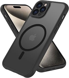 PinLiSheng Magnetic for iPhone 15 Pro Max Case [Mil-Grade Drop Protection] [Compatible with Magsafe] Shockproof Slim Translucent Matte Protective Phone Case, Black