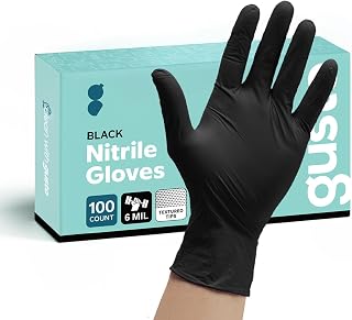 Black Nitrile Disposable Gloves 6 Mil. Extra Strength Latex & Powder Free, Chemical Resistance, Textured Fingertips Gloves