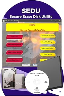 Bootable Secure Erase Utility Disc – Format, Wipe & Delete Drives, Remove Files, Partition Manager for PC Hard Drives & SSDs