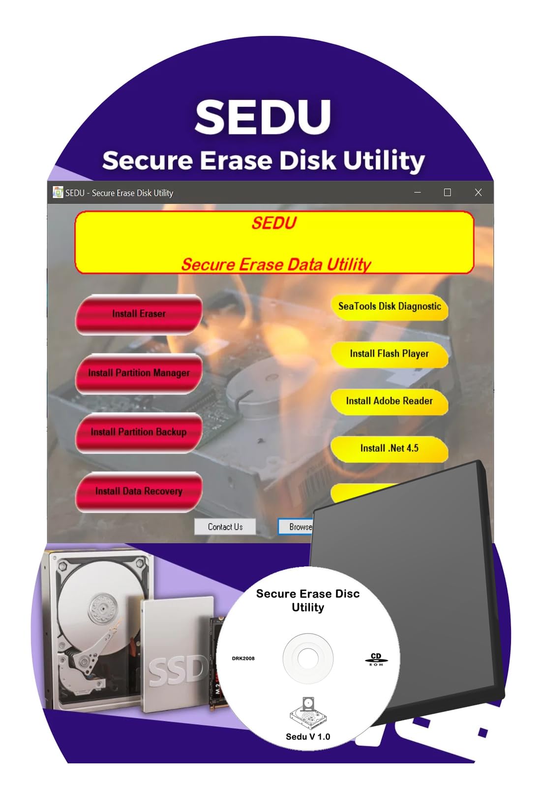 Bootable Secure Erase Utility Disc – Format, Wipe & Delete Drives, Remove Files,