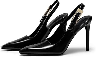 Coutgo Scarpe da Donna con Tacco Alto e Spillo in Pizzo, con Fibbia in Metallo