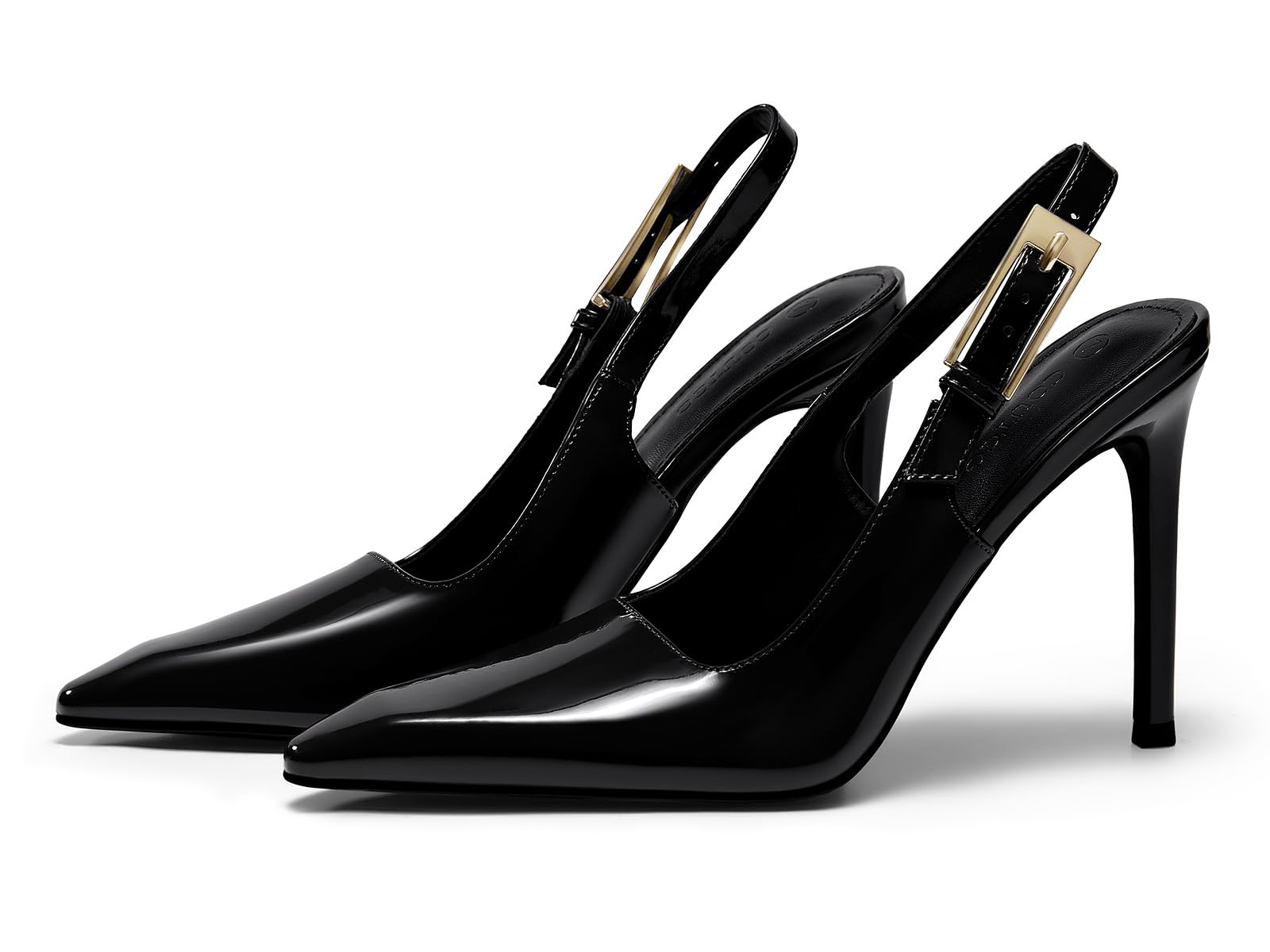 Coutgo Scarpe da Donna con Tacco Alto e Spillo in Pizzo, con Fibbia in Metallo