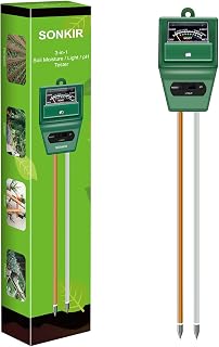 Sonkir Soil pH Meter, MS02 3-in-1 Soil Moisture/Light/pH Tester Gardening Tool Kits for Plant Care, Great for Garden, Lawn, Farm, Indoor & Outdoor Use (Green)