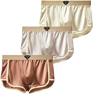Men's Boxer Shorts, Set of 4, Shiny Satin Material, 3D Construction, Breathable, Antibacterial, Odor Resistant, Cool Feel, Cool Underwear, Men's Underwear, Square Pants, Boxer Briefs