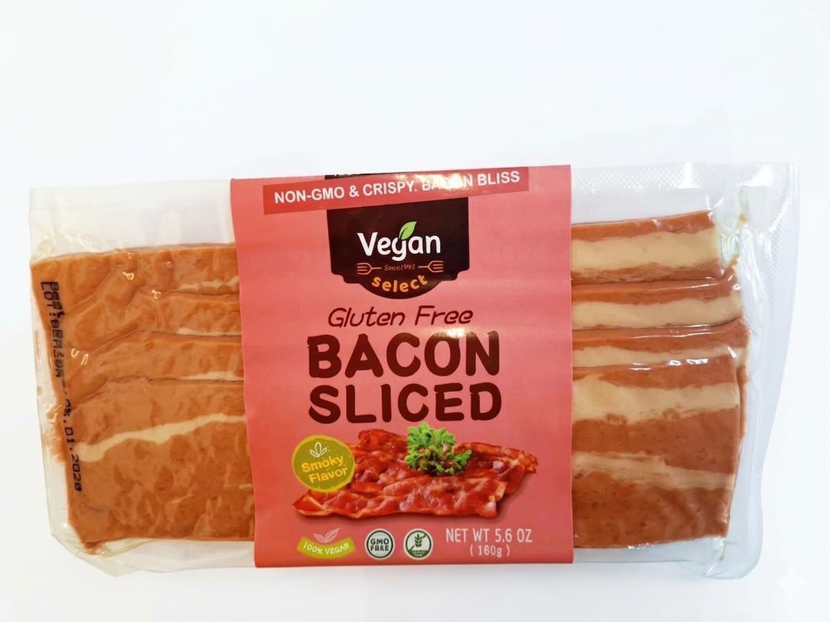 Vegan Select Plant-Based Bacon Strips, Rich Smoky Flavor, Non-GMO Soy Protein, G