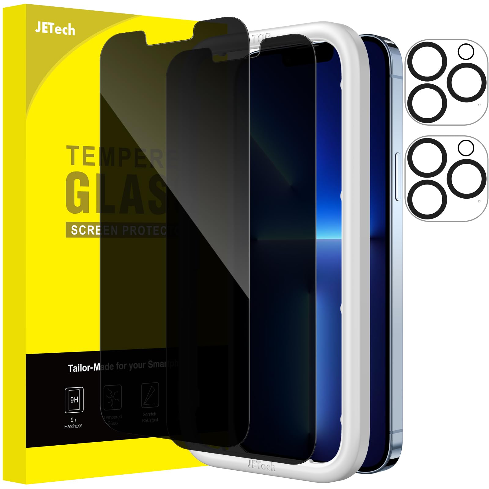 JETech Privacy Screen Protector for iPhone 13 Pro Max, 2+2 Pack