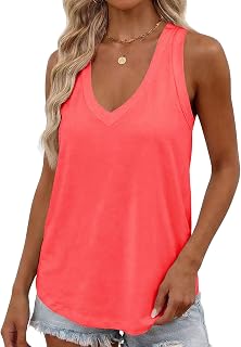 Smile Fish Women's Summer Deep V Neck Loose Fit Tank Tops