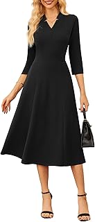 GRACE KARIN Women 3/4 Sleeve Work Church Dress with Pocket