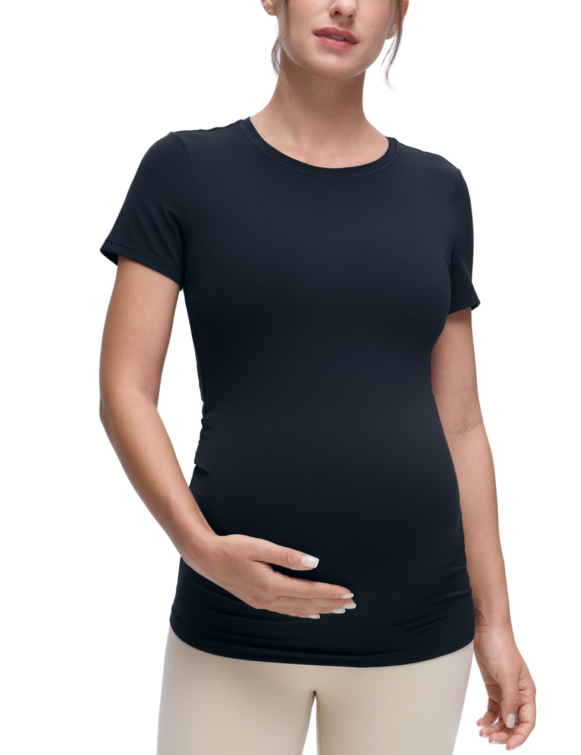 CRZ YOGA Maternity Crewneck T-Shirt | Softembrace, Casual, Ultra Soft, Slim Fit,