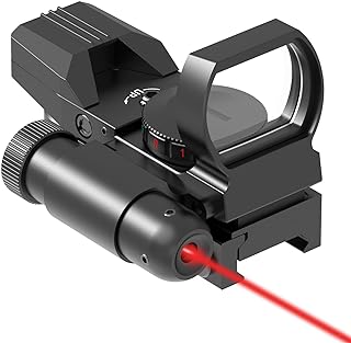 Feyachi RSL-18 Reflex Sight - 4 Reticle Red & Green Dot Sight Optics with Integrated Red/Green La-ser Sight Less Than 5mW Output
