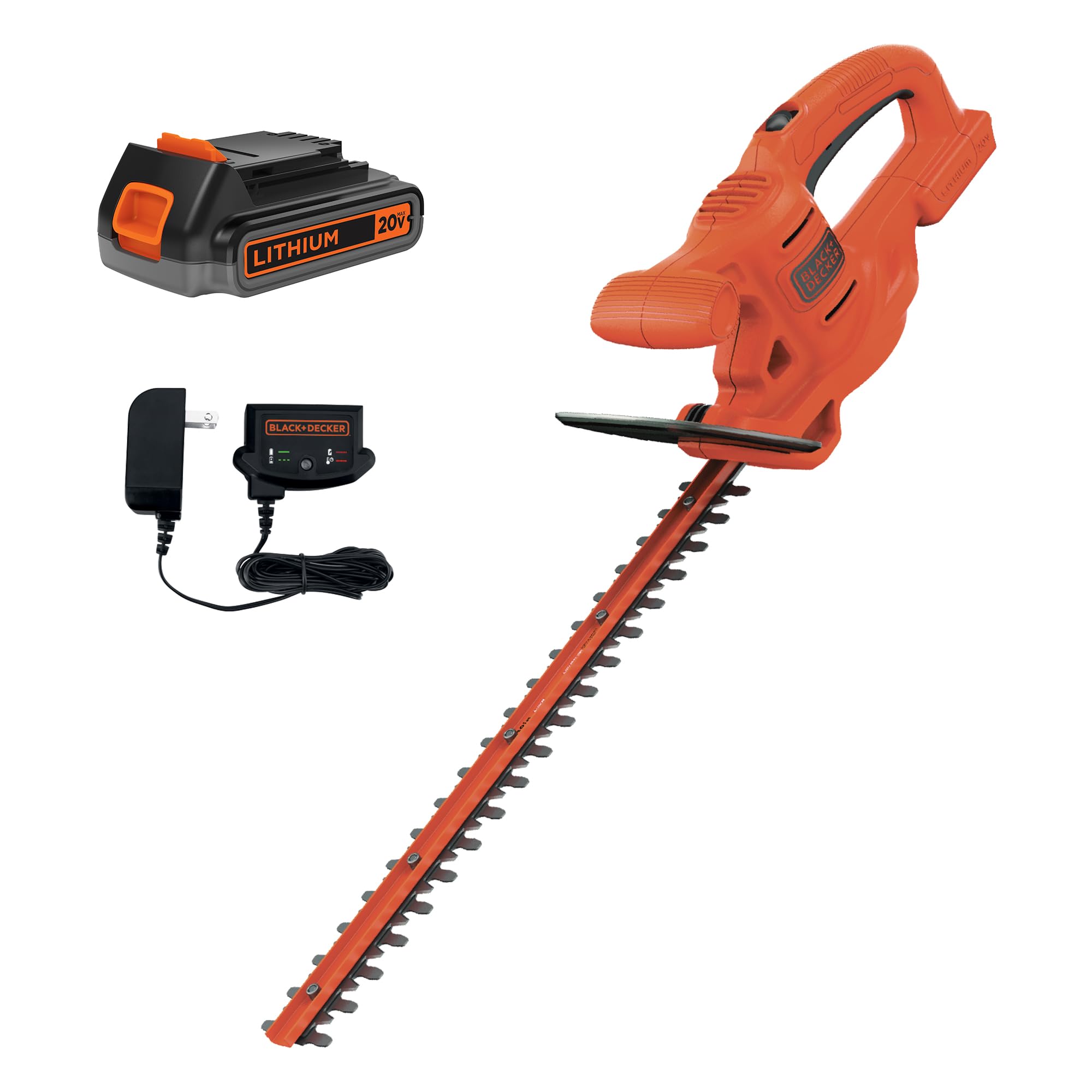 BLACK+DECKER 20V MAX Hedge Trimmer Cordless, 18 inch Blade, (1) Battery and Char