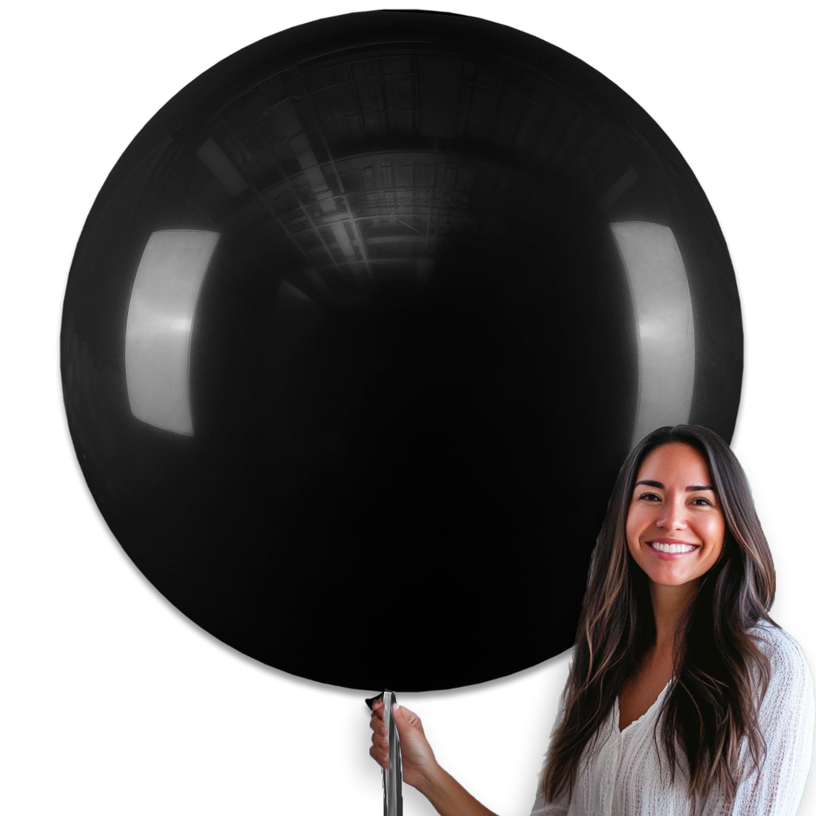PartyWoo Black Balloons 4pcs Matte Latex Helium Balloons 36 Inch | Baby Shower B