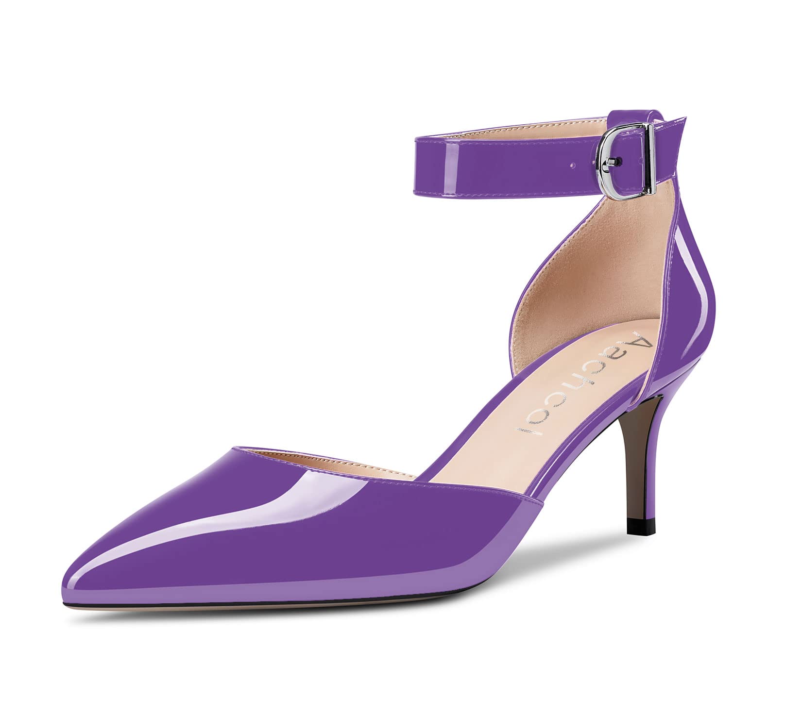 Aachcol Women's Stiletto Mid Heel Ankle Strap Pointed Toe Pumps Sandals Dress Sh
