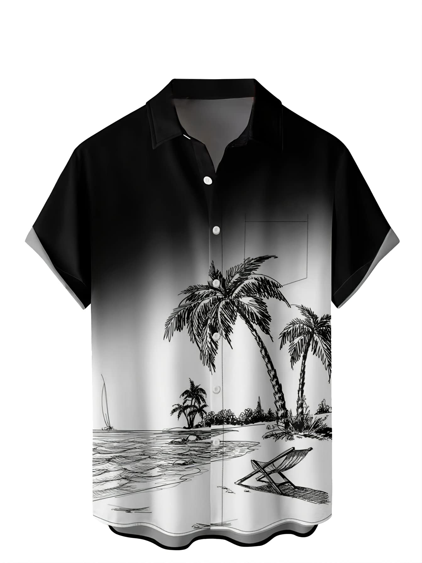 Hawaiian Shirts for Men, Print Casual Short Sleeve Button Down Resort Shirts Bea