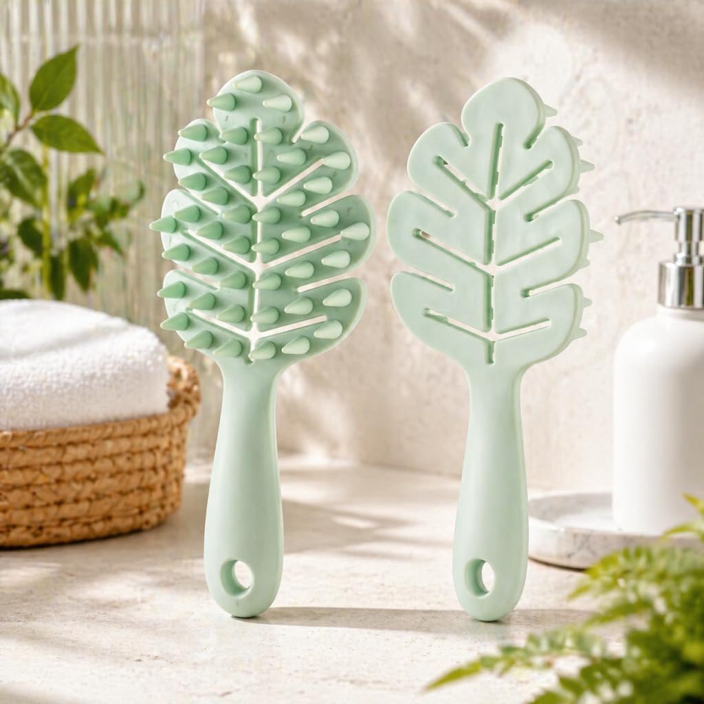Scalp Massage Brush for Hair Care, Soft Silicone Shampoo Brush with Ergonomic Ha