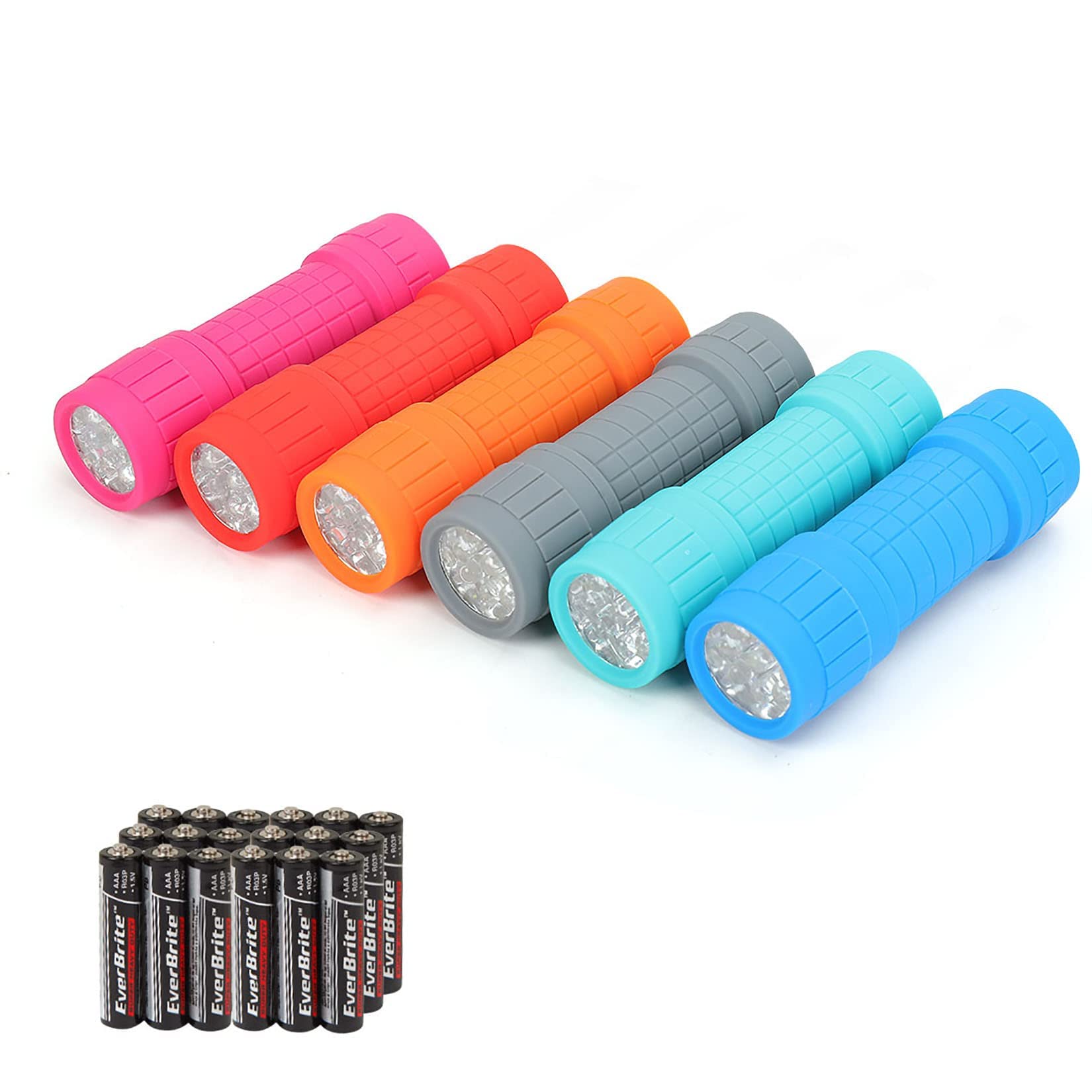 EverBrite 6-Pack Mini Flashlights, 9-LED Flashlight, Batteries Included | Small,