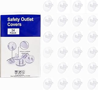 WENPENG Clear Outlet Covers Baby Proofing Plug Covers (24 Pack) | Durable Plastic Plug Covers for Power Sockets, Child Proof Electrical Protector Safety Caps for Baby Safety