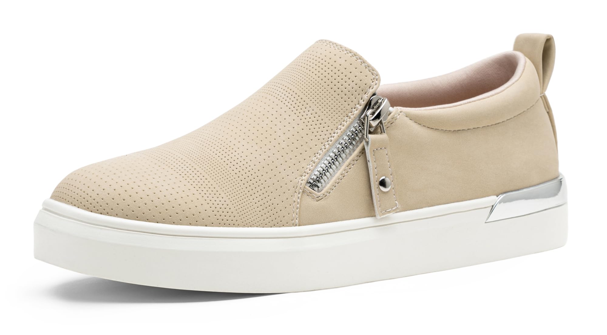 Jeossy Women's Casual Lightweight Slip On Shoes with Side Zipper