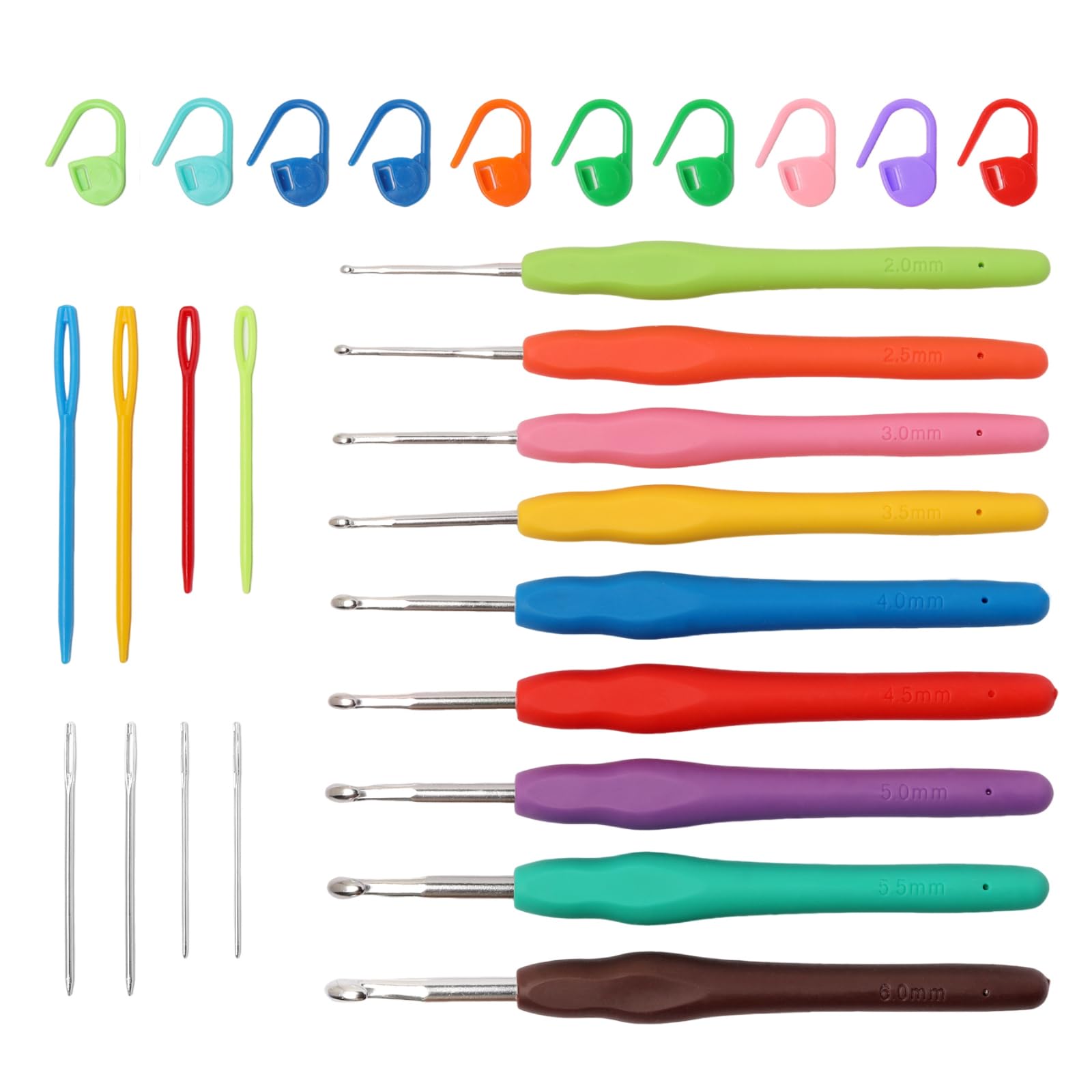 Crochet Hooks, 9 Sizes 2-6mm, Crochet Kit for Beginners with Soft Grips | Croche